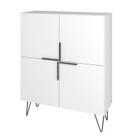 Manhattan Comfort 400AMC198 Beekman 43.7 Low Cabinet with 4 Shelves in White